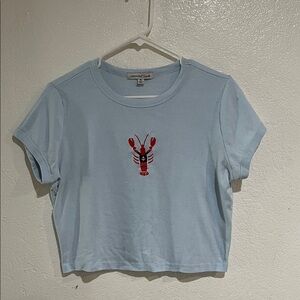 Light Blue Crop Top with Lobster Design